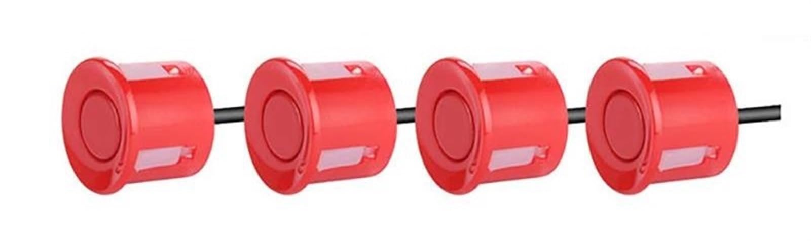 Parkassistent-Sensor Parksensorsystem Hintergrundbeleuchtung Parktronic Monitor Display Kit Backup-Detektor-Assistent 4 Sonden Vorne Hinten Parksensor(Red Sensors) von QINSHU