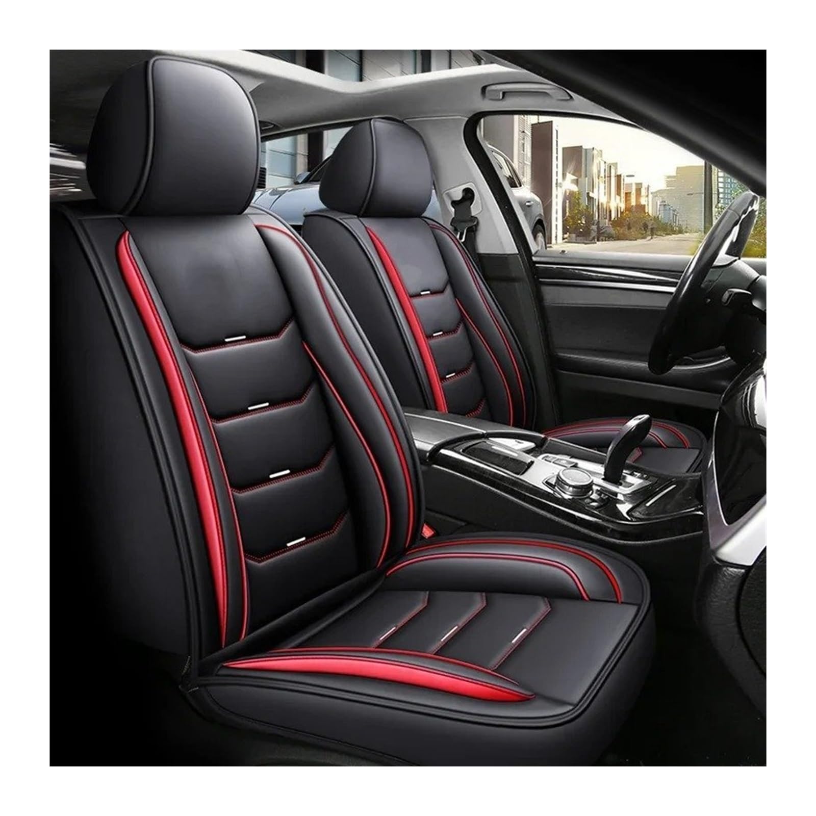 QINSHU Autositzbezüge Für 3 Series Alle Automodelle E21 E30 E36 E46 E90 E91 E92 Innenzubehör Pu-Leder Universal Style 3D Autositzbezug Sitzbezug Auto(Front Row 2seat) von QINSHU