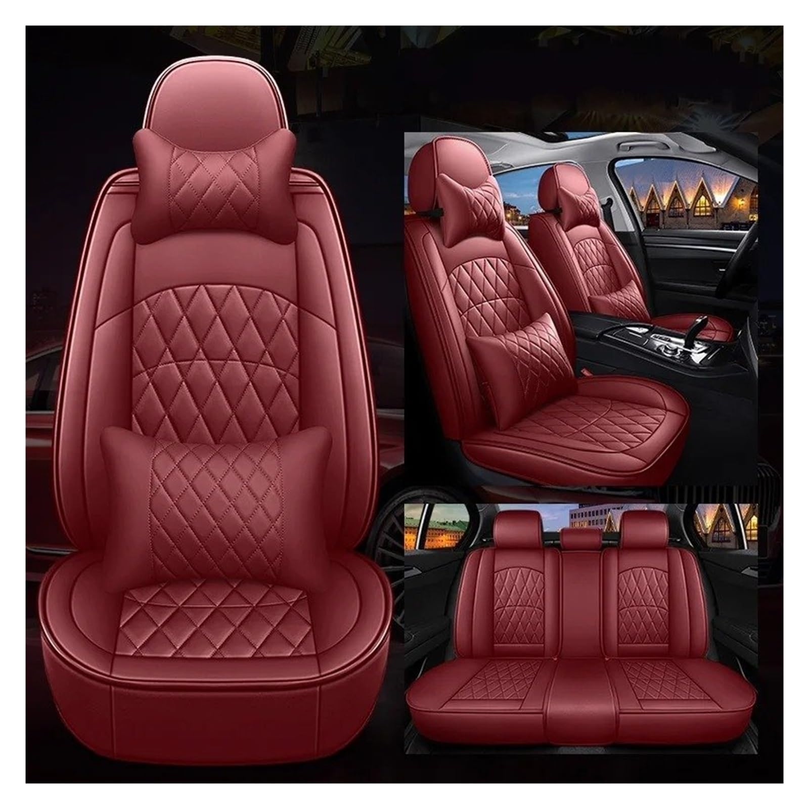 QINSHU Autositzbezüge Für Benz C S205 W205 C205 CL C216 Universal Style Autositzbezug Autozubehör Innendetails Sitzschutz Sitzbezug Auto(Red 5 Seats) von QINSHU