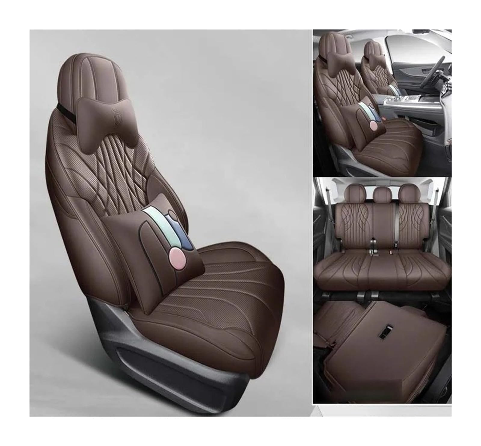 QINSHU Autositzbezüge Für Chery Für TIGGO 9 Vollständig Abgedeckt Mit Vorne Und Hinten Komplettem Set Leder 5 Sitze 7 Sitze PU Leder Autositzbezug Spezifische Anpassen Sitzbezug Auto(Luxury Coffee,5) von QINSHU