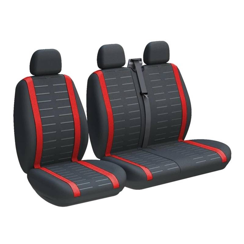 QINSHU Autositzbezüge Für FIAT Für Ducato 2 + 1 Van Sitzbezüge Schutz Auto Sitz Sitzbezug Auto(3-Seater RED) von QINSHU