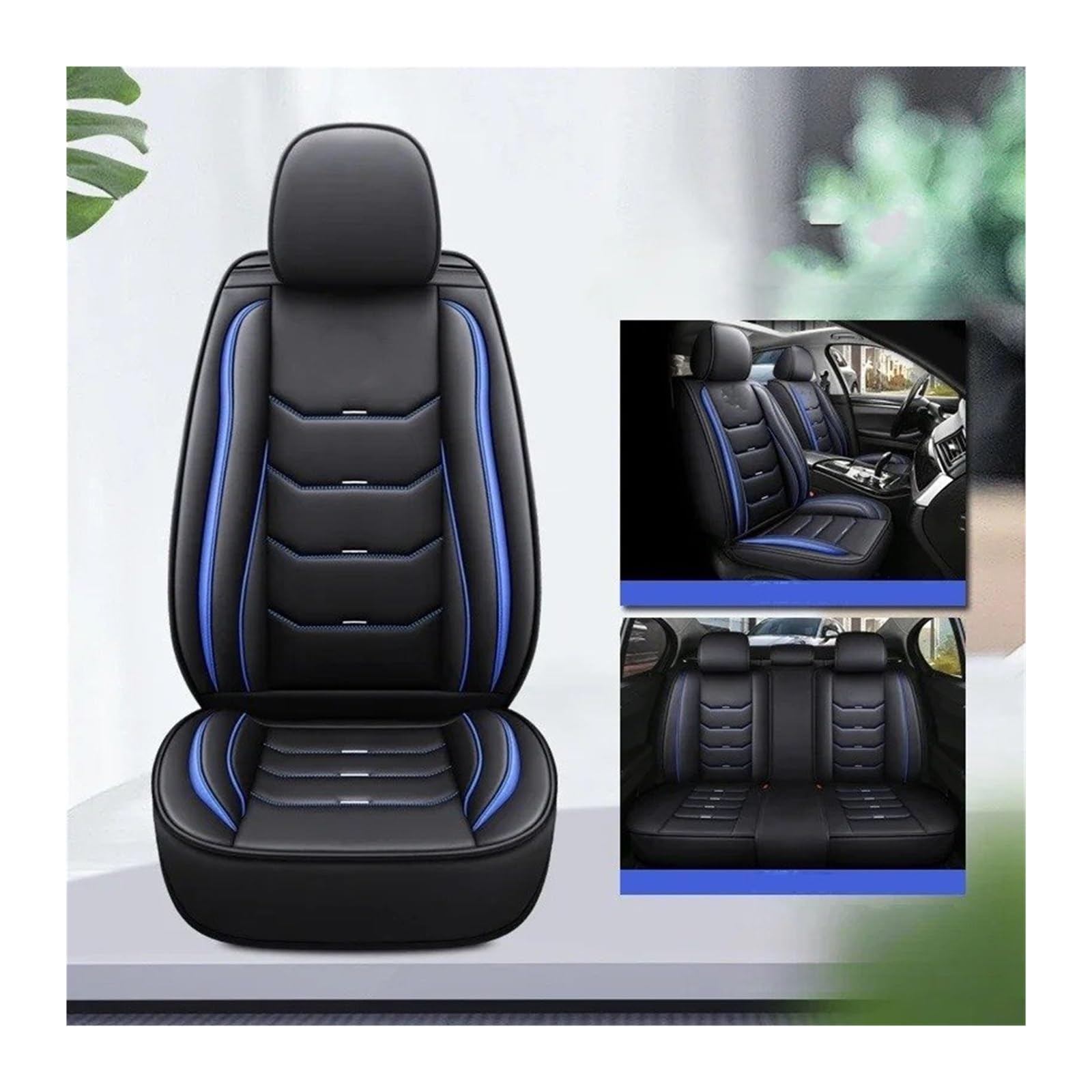 QINSHU Autositzbezüge Für Ford Fiesta Fusion Für Mondeo Taurus Für Mustang Territorium Kuga Für F 150 Universal Stil 3D Auto Sitz Abdeckung Innen Zubehör Sitzbezug Auto(Black Bule 5seat1) von QINSHU