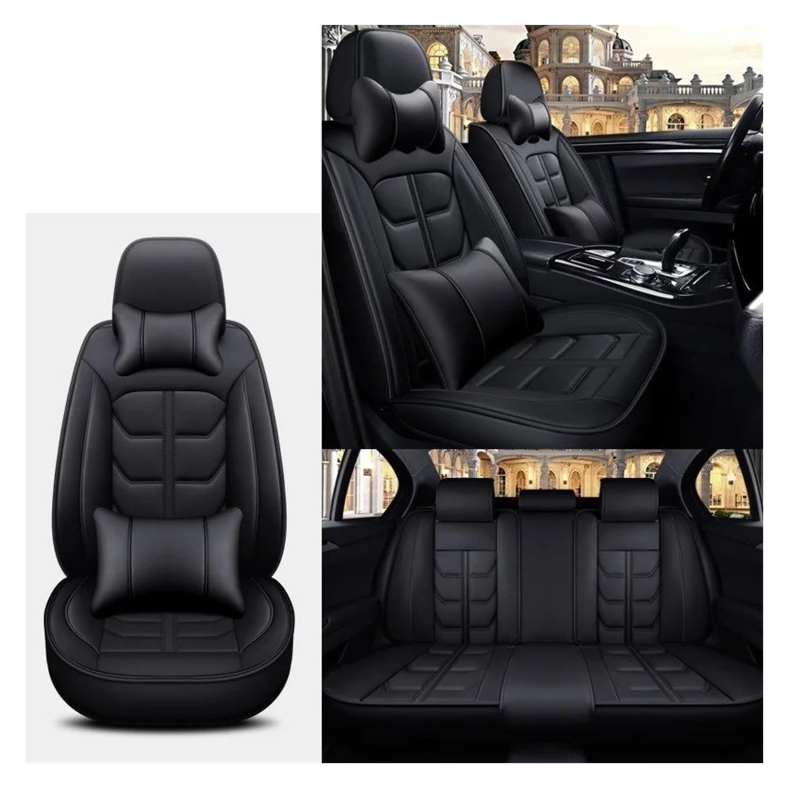 QINSHU Autositzbezüge Für Megane 3 Universal Style 3D Autositzbezüge Innenausstattung Sitzschoner Sitzbezug Auto(Black 5 Seats) von QINSHU