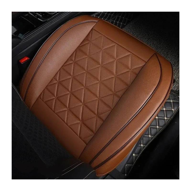 QINSHU Autositzbezüge Universal Auto Stuhl Pad Matte Auto Zubehör Vorne Auto Sitz Abdeckung PU Leder Autos Sitzkissen Autos Seat Protector Sitzbezug Auto(Brown 1pc) von QINSHU