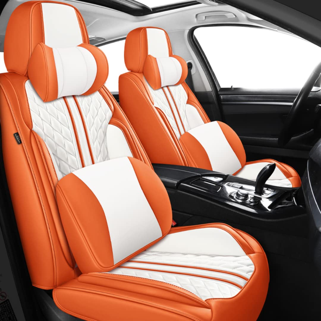 QIOZO Sitzbezüge Auto Autositzbezüge Universal Set für BMW X6M E71 X6 M50d E71 X6 M50d F16 X6 F16 X6M F86 X5M F95 X6 E71 Auto Zubehör/Orange Deluxe von QIOZO