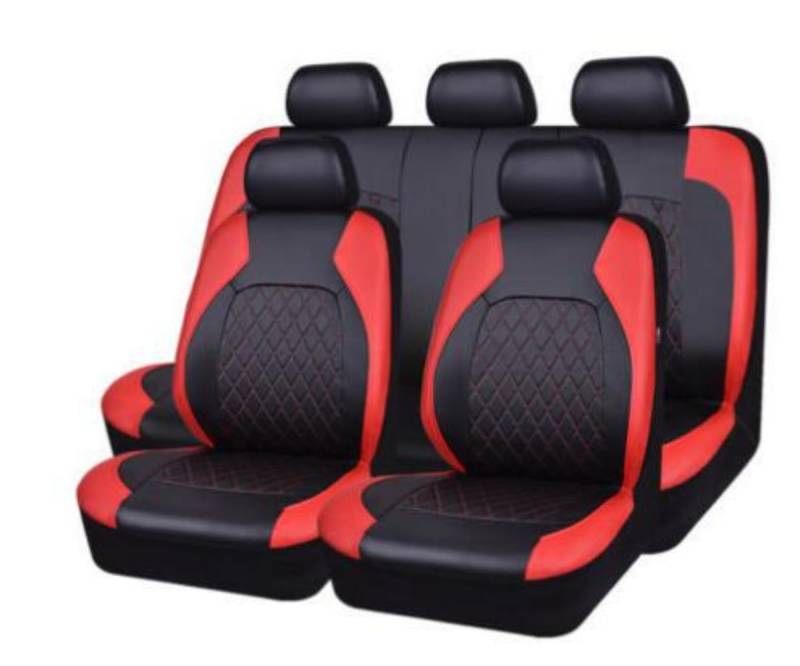 QIOZO Sitzbezüge Auto Autositzbezüge Universal Set für Ford Tourneo Connect/Tourneo Connect/Grand V408/Tourneo Courier B460/Tourneo Custom V362 Auto Zubehör_Schwarz Rot von QIOZO