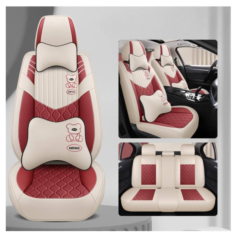 QIOZO ar Sitzbezüge Universal Komplettset für Peugeot 307 CC Coupe Cabrio 2003 2004 2005 2006 2007 2008 Autoteile/wasserdicht/Rot Deluxe Edition von QIOZO