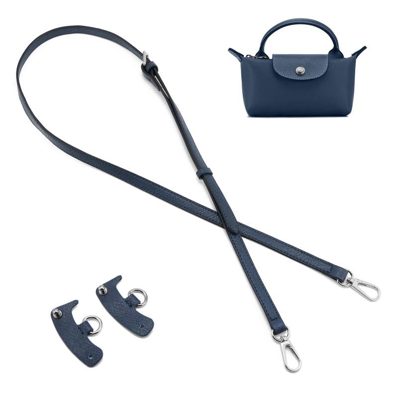 QIUTIMIY Leder-Handtaschengurt, Ersatz-Schultertaschengurte für Longchamp-Geldbörsen, verstellbarer Crossbody-Schultergurt(Blau Silberne Schnalle) von QIUTIMIY