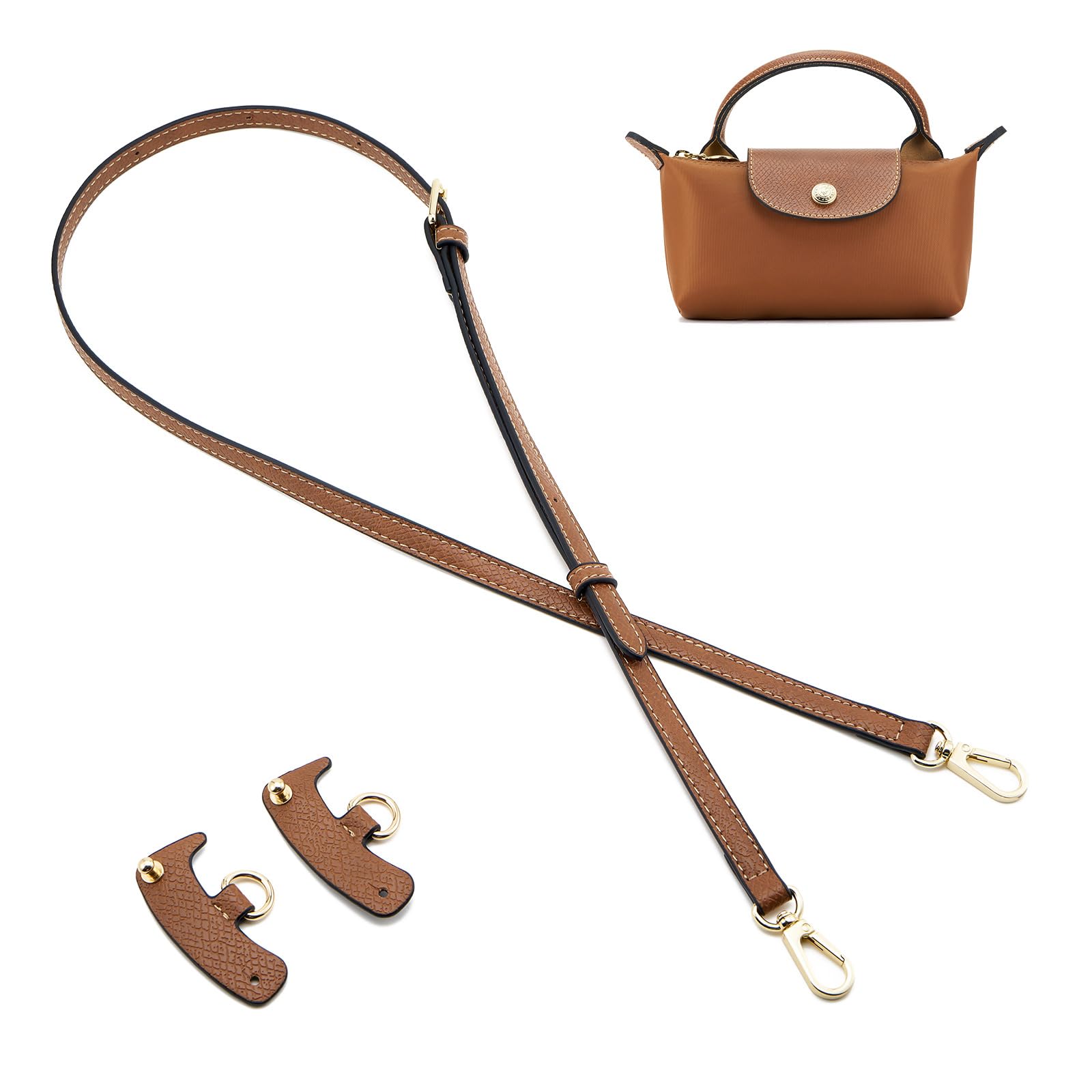 QIUTIMIY Leder-Handtaschengurt, Ersatz-Schultertaschengurte für Longchamp-Geldbörsen, Verstellbarer Crossbody-Schultergurt(Braun) von QIUTIMIY