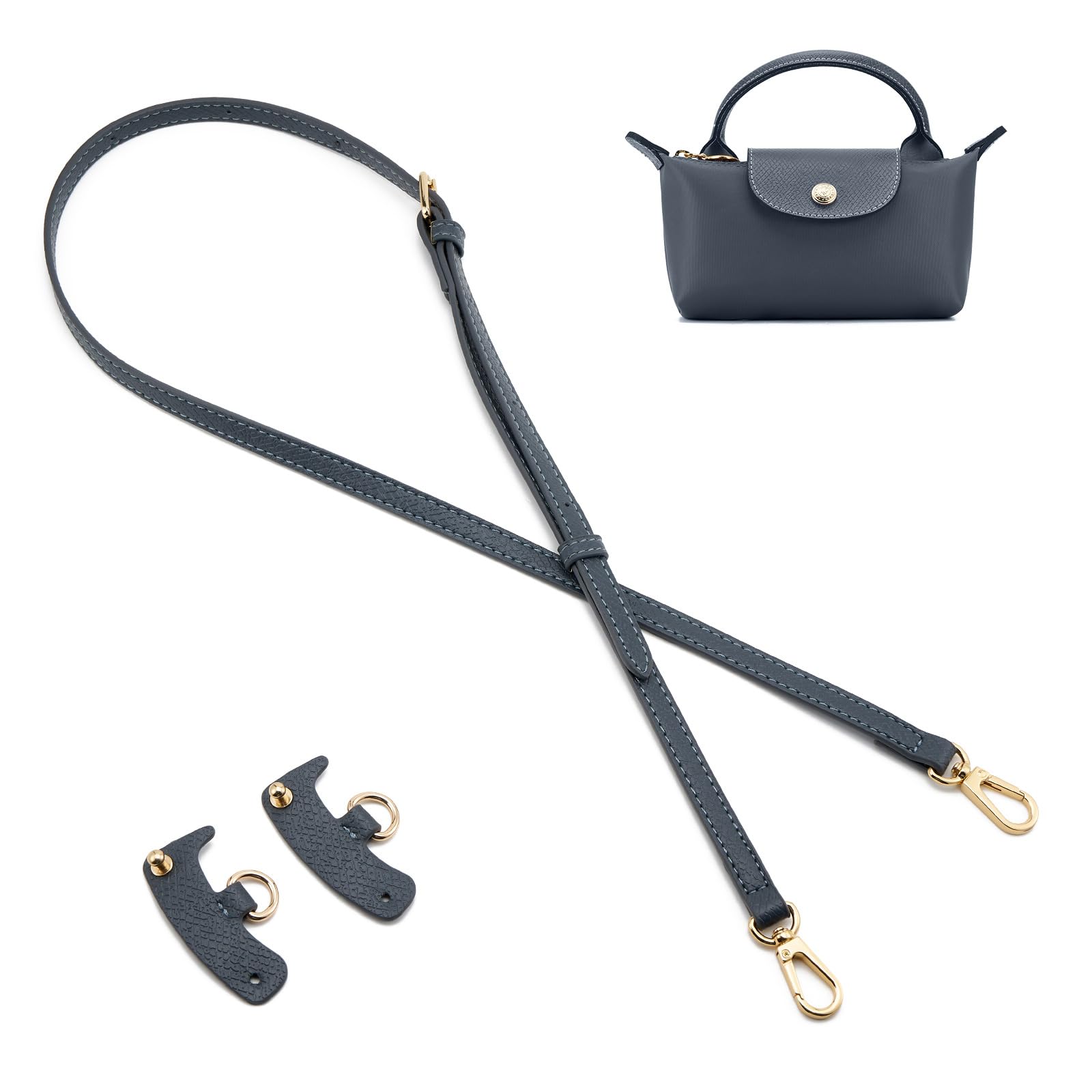 QIUTIMIY Leder-Handtaschengurt, Ersatz-Schultertaschengurte für Longchamp-Geldbörsen, Verstellbarer Crossbody-Schultergurt(Grau) von QIUTIMIY