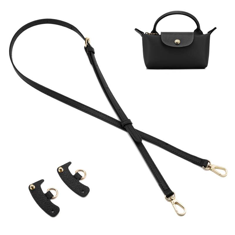 QIUTIMIY Leder-Handtaschengurt, Ersatz-Schultertaschengurte für Longchamp-Geldbörsen, Verstellbarer Crossbody-Schultergurt(Schwarz) von QIUTIMIY