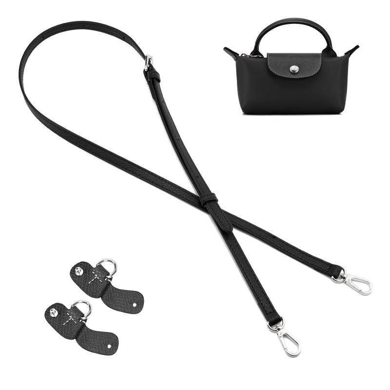 QIUTIMIY Schultergurt für Longchamp Tasche Damen,Mini Bag Taschengurt Gurt Verlängerung(Schwarz,Silber) von QIUTIMIY