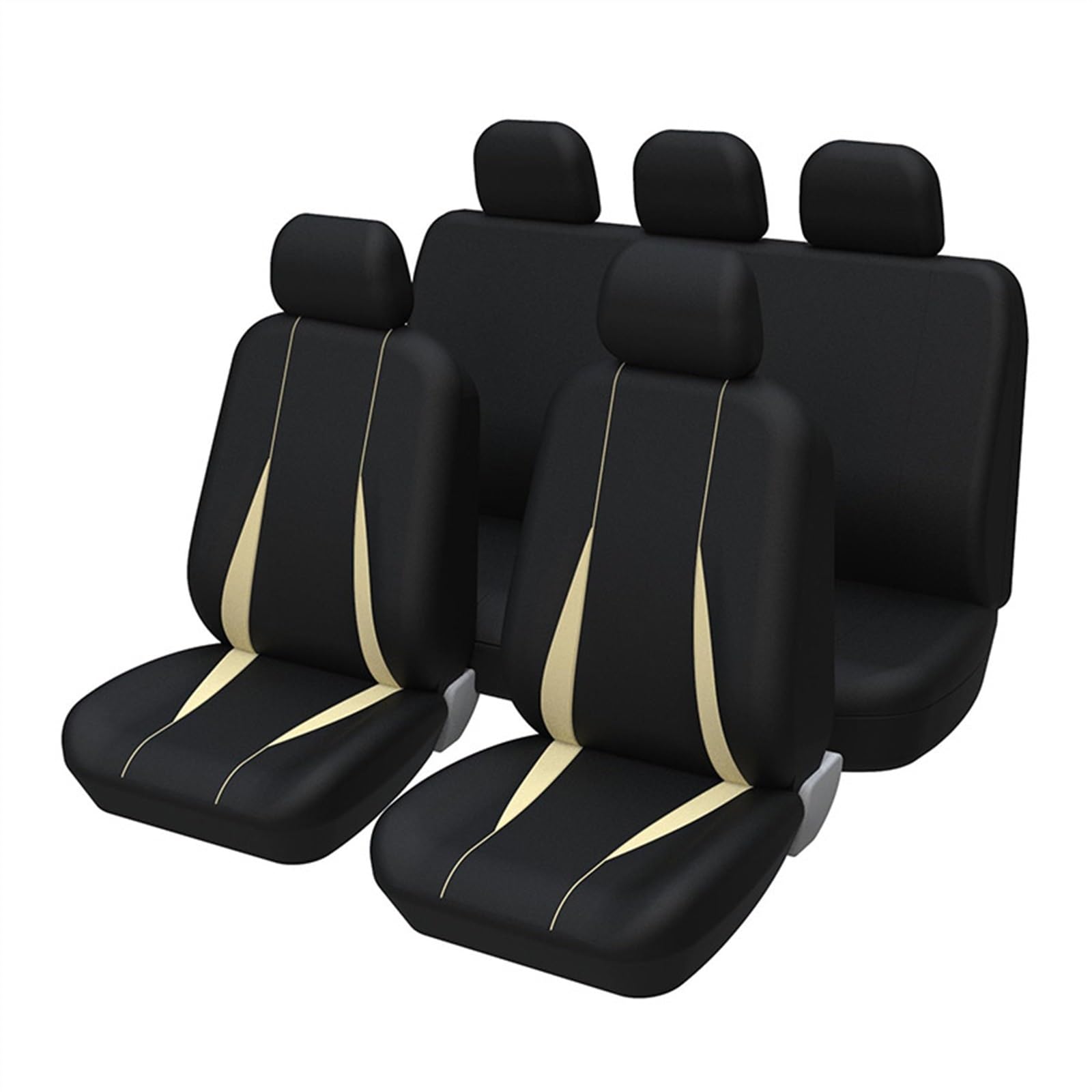 Auto-Schonbezüge Autositzschoner Autositzbezüge, universelles Autositzbezug-Set aus Polyester, passend für die meisten Autos, SUVs und Vans, einfarbiger zweifarbiger Autositzschutz(Beige full set) von QIUYMGFG