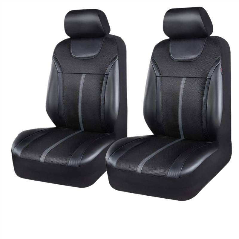 Auto-Schonbezüge Autositzschoner Universal-Autositzbezug-Set aus PU-Leder und Netzstoff, Autozubehör, Unisex, passend für die meisten Sitzkissen für Autos, SUVs, Vans und Lastwagen(2 seat gray) von QIUYMGFG