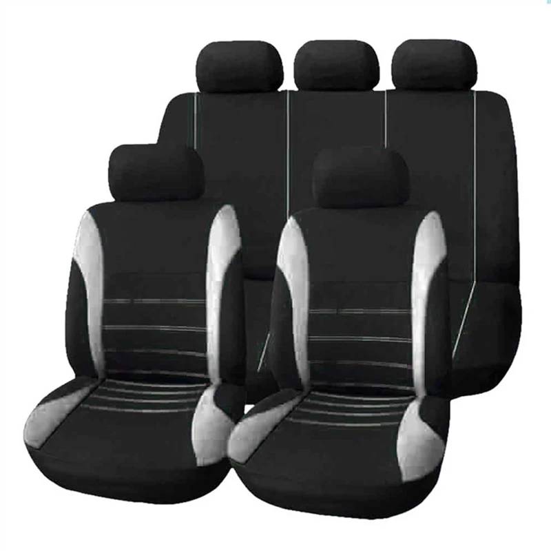 QIUYMGFG Auto-Schonbezüge Autositzschoner 2/4/9 Pcs Universal Auto Sitzbezüge Set Auto Styling Innen Zubehör(Full Set -Gray) von QIUYMGFG