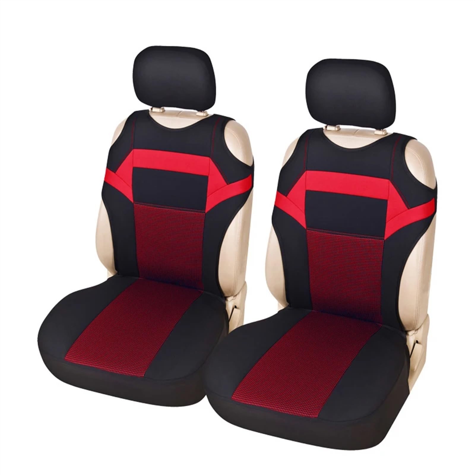 QIUYMGFG Auto-Schonbezüge Autositzschoner 2-teiliges Set mit T-Shirt-Design, Autositzbezüge für vorne, universelle Passform, Autopflege, Coves, Sitzschutz für Autositze(RED) von QIUYMGFG