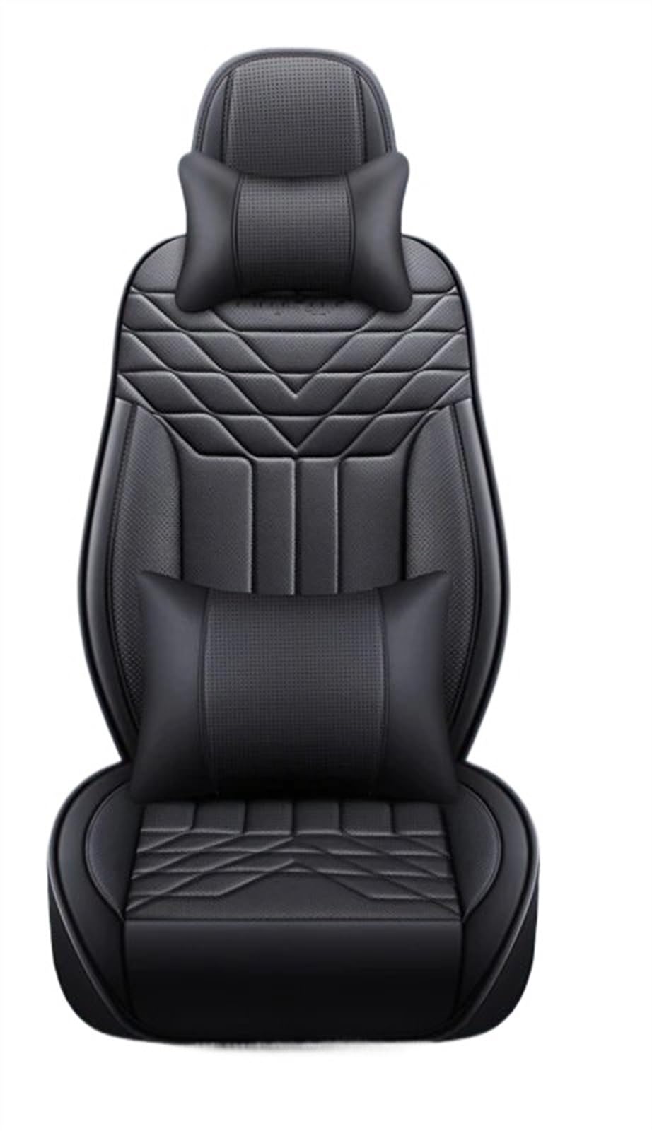 QIUYMGFG Auto-Schonbezüge Autositzschoner 5-Sitz Komplettset Universal Leder Sitzbezug Autozubehör Styling Schutz(All Black Pillow) von QIUYMGFG