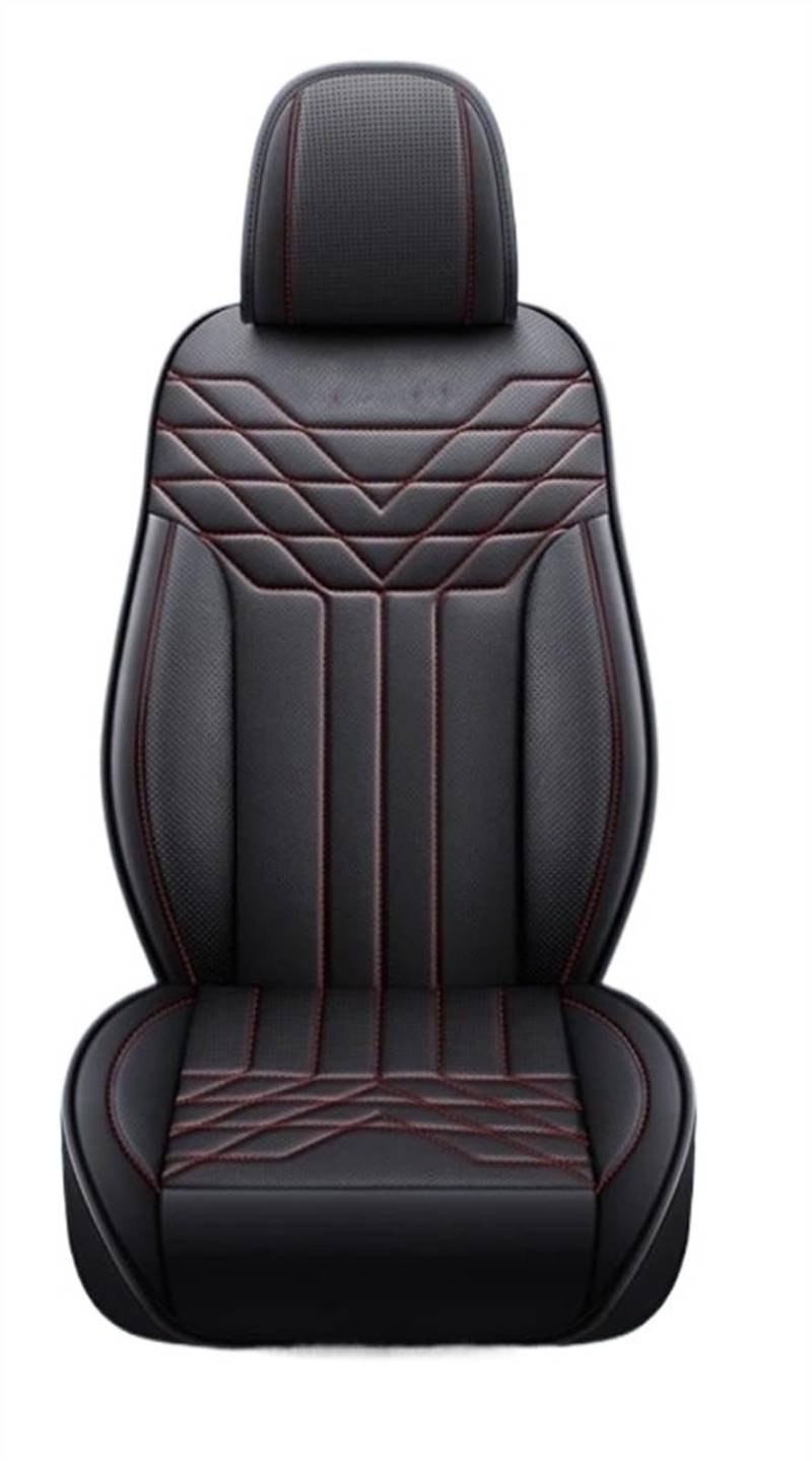 QIUYMGFG Auto-Schonbezüge Autositzschoner 5-Sitz Komplettset Universal Leder Sitzbezug Autozubehör Styling Schutz(Black red) von QIUYMGFG