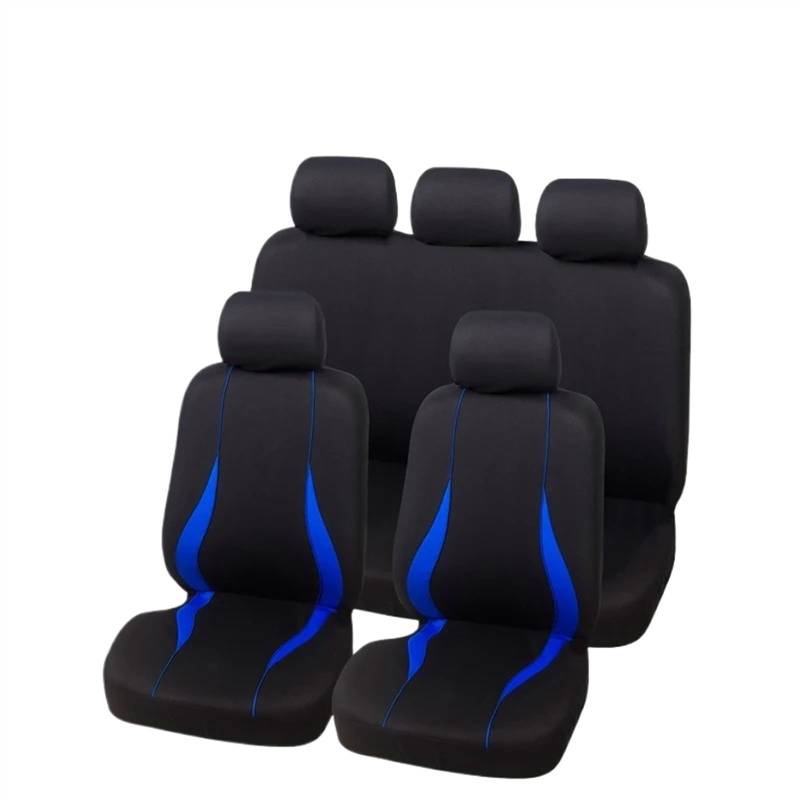 QIUYMGFG Auto-Schonbezüge Autositzschoner Airbag-kompatible Autositzbezüge, passend für die meisten Autos, LKWs, SUVs und Transporter, mit 2 mm Verbundschwamm-Polyestergewebe(Blue Full Set) von QIUYMGFG