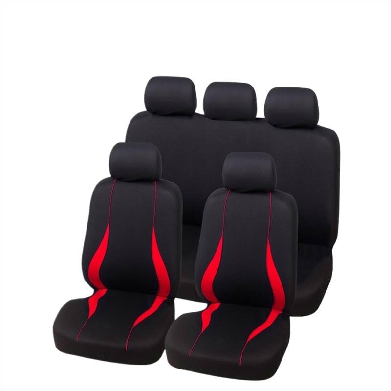 QIUYMGFG Auto-Schonbezüge Autositzschoner Airbag-kompatible Autositzbezüge, passend für die meisten Autos, LKWs, SUVs und Transporter, mit 2 mm Verbundschwamm-Polyestergewebe(Red Full Set) von QIUYMGFG