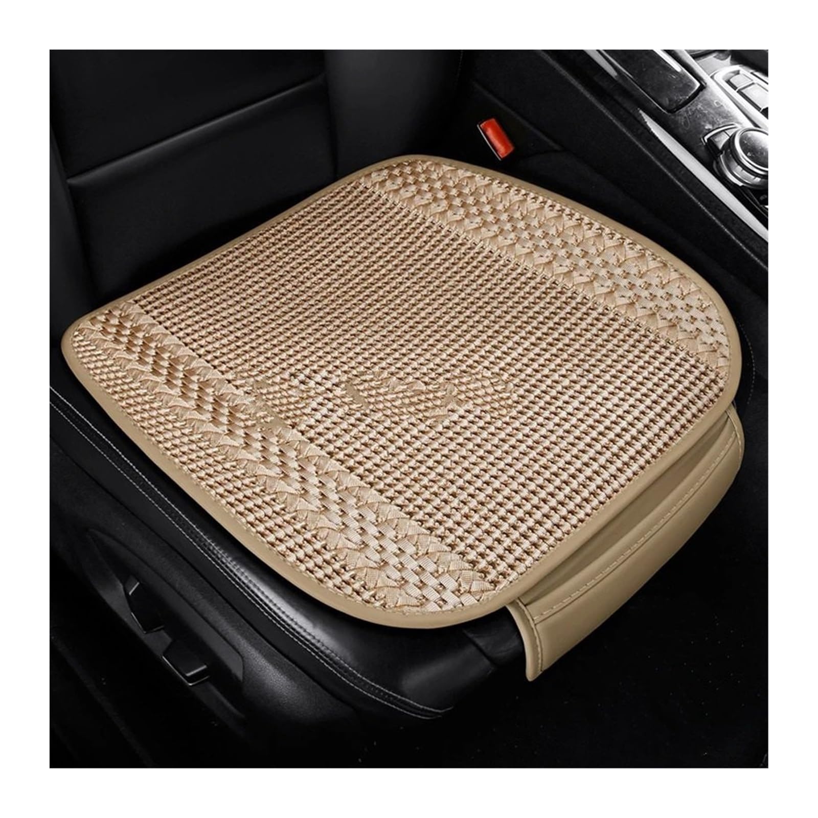 QIUYMGFG Auto-Schonbezüge Autositzschoner Atmungsaktive Sommer-Autositzbezüge aus Eisseide, universelle Sitzpolster für vorne und hinten, Schutzmatte für die Autoinnenausstattung(Beige Front 1pc) von QIUYMGFG