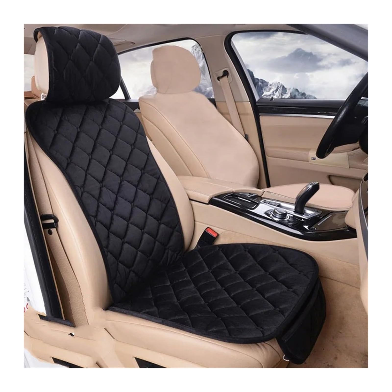 QIUYMGFG Auto-Schonbezüge Autositzschoner Autositzbezüge Schutzset Universal Auto Vorne Hinten Sitzkissenpolster Autos Sitzbezüge Matte Autozubehör(Front Black 1pc) von QIUYMGFG