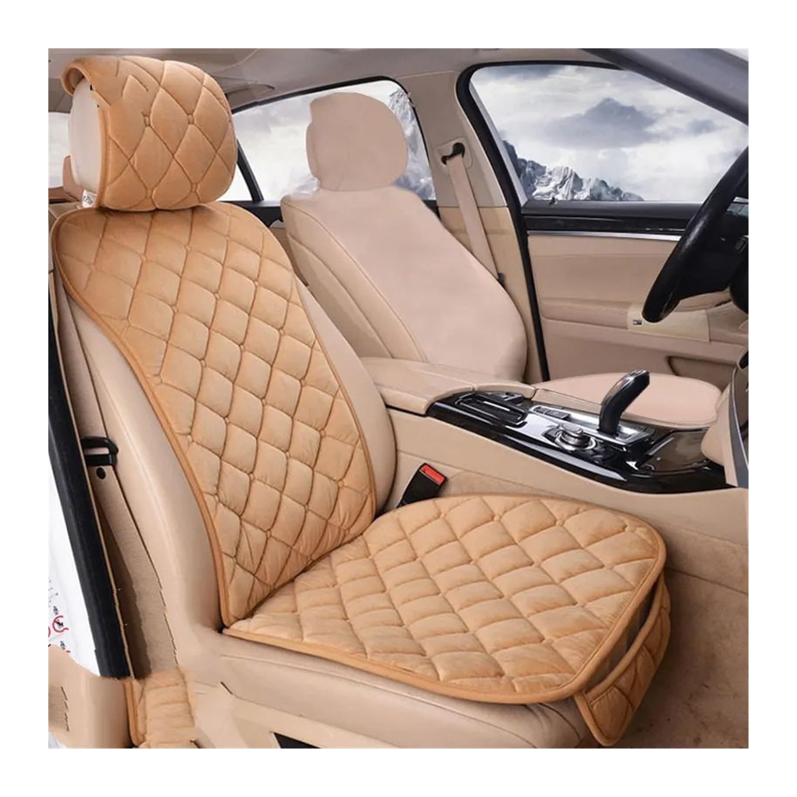 QIUYMGFG Auto-Schonbezüge Autositzschoner Autositzbezüge Schutzset Universal Auto Vorne Hinten Sitzkissenpolster Autos Sitzbezüge Matte Autozubehör(Front Khaki 1pc) von QIUYMGFG