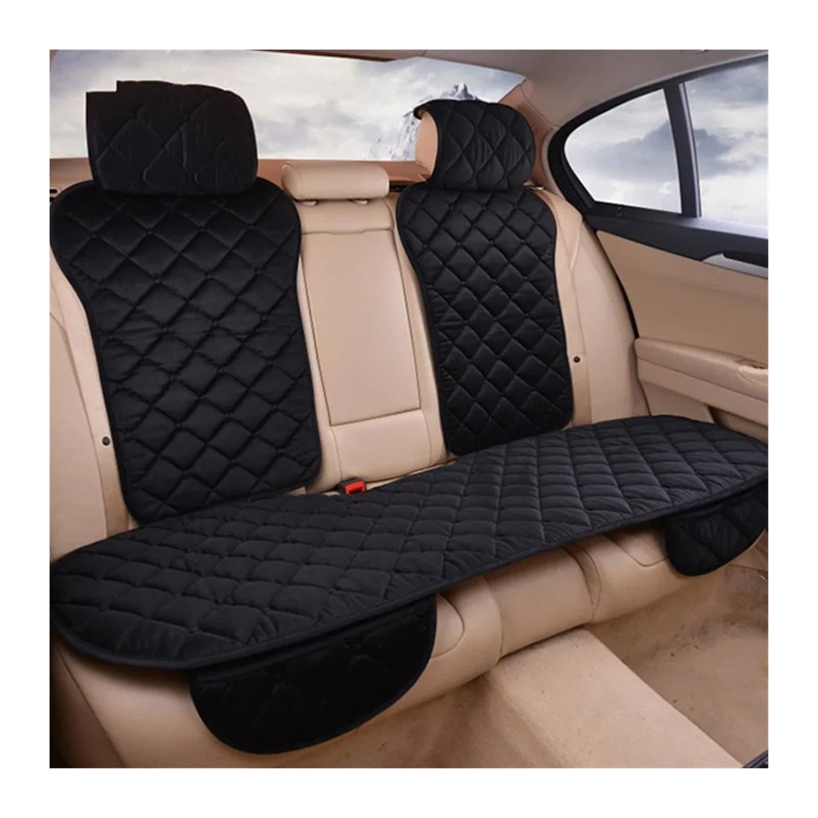 QIUYMGFG Auto-Schonbezüge Autositzschoner Autositzbezüge Schutzset Universal Auto Vorne Hinten Sitzkissenpolster Autos Sitzbezüge Matte Autozubehör(Rear Black 1pc) von QIUYMGFG