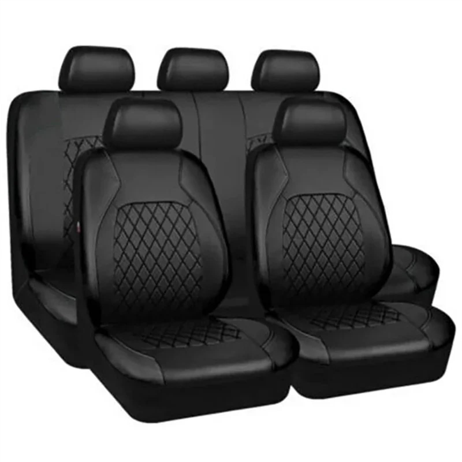 QIUYMGFG Auto-Schonbezüge Autositzschoner Autositzbezug-Set aus PU-Leder, vollständige Abdeckung, Kratzfest, passend für Limousine/SUV/LKW, universeller Schutz, einfache Installation(Black 5 pcs) von QIUYMGFG