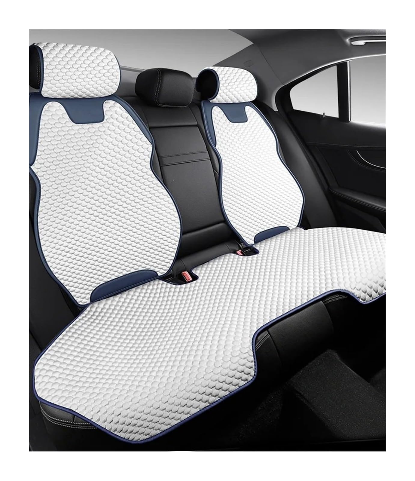 QIUYMGFG Auto-Schonbezüge Autositzschoner Autositzbezug aus Eisseide, ultradünn, kühlend, atmungsaktiv, rutschfeste Matte, belüftet, geteilter Autostuhl-Schutzbezug(1 Rear seat white1) von QIUYMGFG