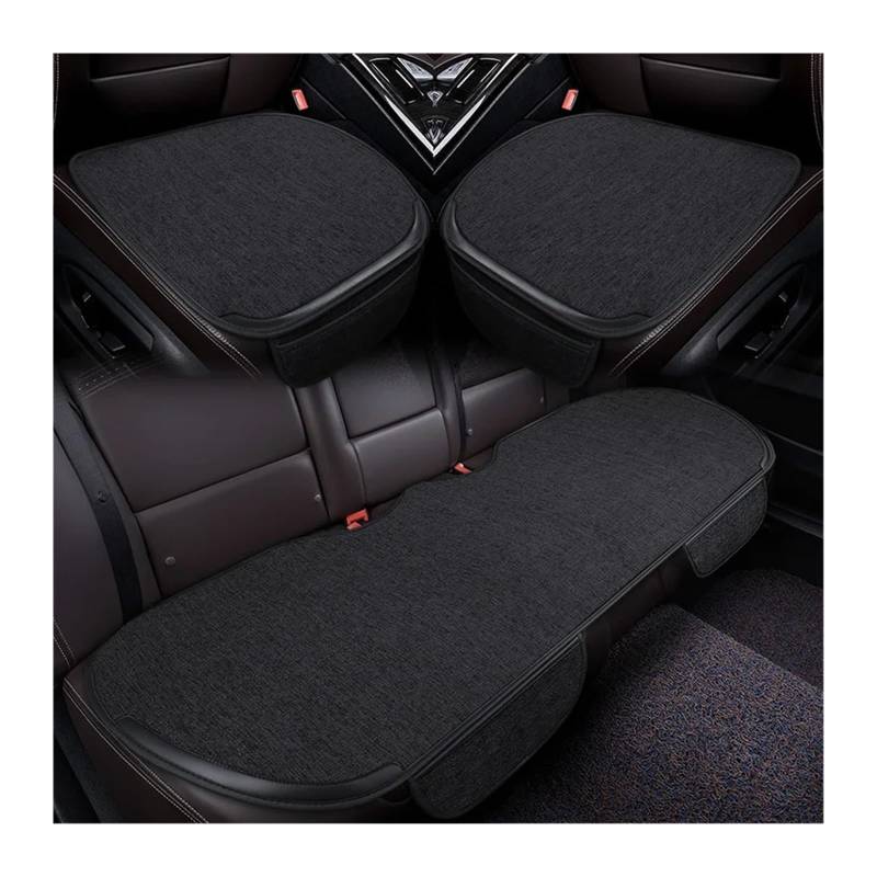 QIUYMGFG Auto-Schonbezüge Autositzschoner Autositzbezug vorne hinten, komplettes Set, wählen Sie Autositzkissen, Leinenstoff, Sitzpolsterschutz, Auto-Innenausstattung(3pcs Black) von QIUYMGFG