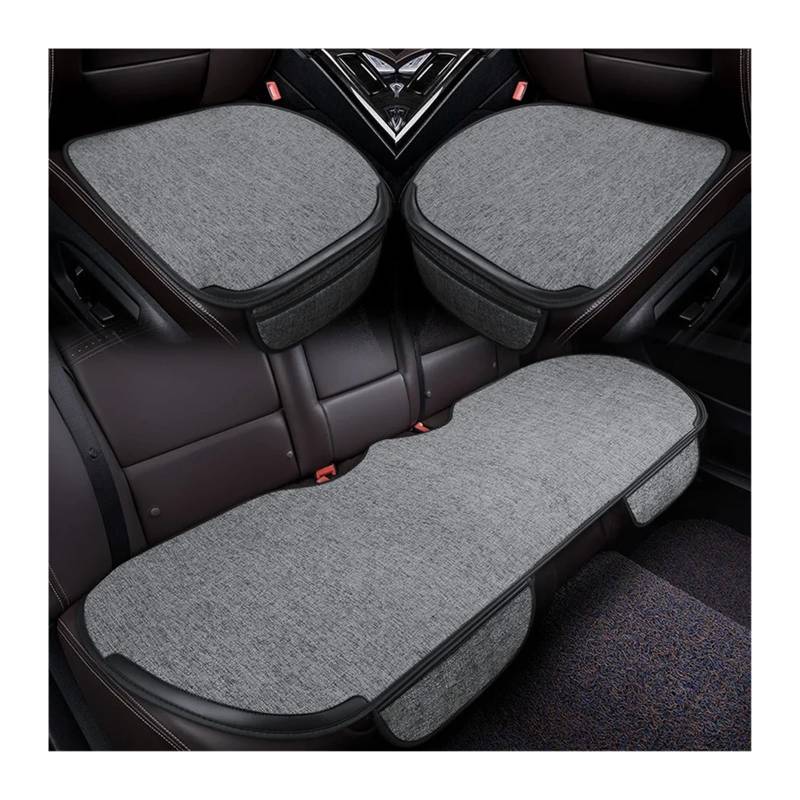 QIUYMGFG Auto-Schonbezüge Autositzschoner Autositzbezug vorne hinten, komplettes Set, wählen Sie Autositzkissen, Leinenstoff, Sitzpolsterschutz, Auto-Innenausstattung(3pcs Gray) von QIUYMGFG