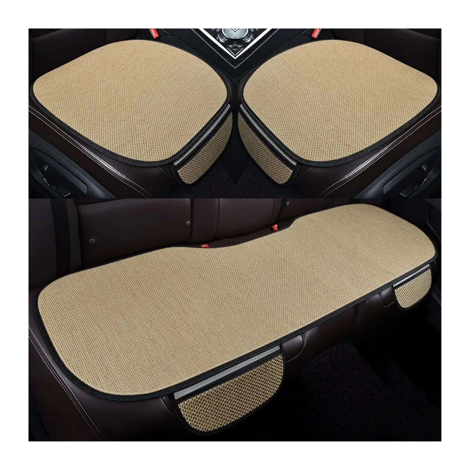 QIUYMGFG Auto-Schonbezüge Autositzschoner Dreiteiliges Set aus Sackleinen-Autositzkissen(Beige) von QIUYMGFG