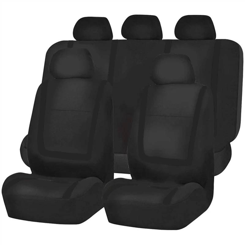 QIUYMGFG Auto-Schonbezüge Autositzschoner Komplettes Set Autositzbezug Stoff Universal Polyester Atmungsaktiv Für Auto LKW Van SUV Autozubehör Innenausstattung(Black 5 Seat) von QIUYMGFG