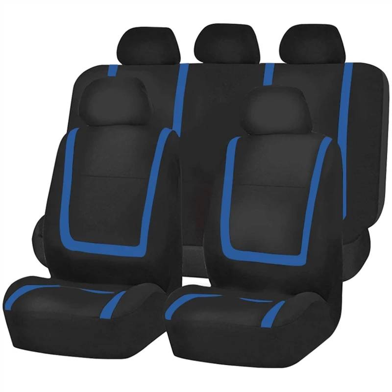 QIUYMGFG Auto-Schonbezüge Autositzschoner Komplettes Set Autositzbezug Stoff Universal Polyester Atmungsaktiv Für Auto LKW Van SUV Autozubehör Innenausstattung(Blue 5 seat) von QIUYMGFG