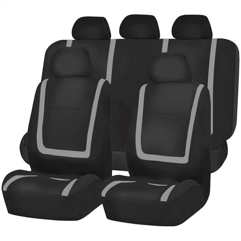 QIUYMGFG Auto-Schonbezüge Autositzschoner Komplettes Set Autositzbezug Stoff Universal Polyester Atmungsaktiv Für Auto LKW Van SUV Autozubehör Innenausstattung(Gray 5 Seat) von QIUYMGFG