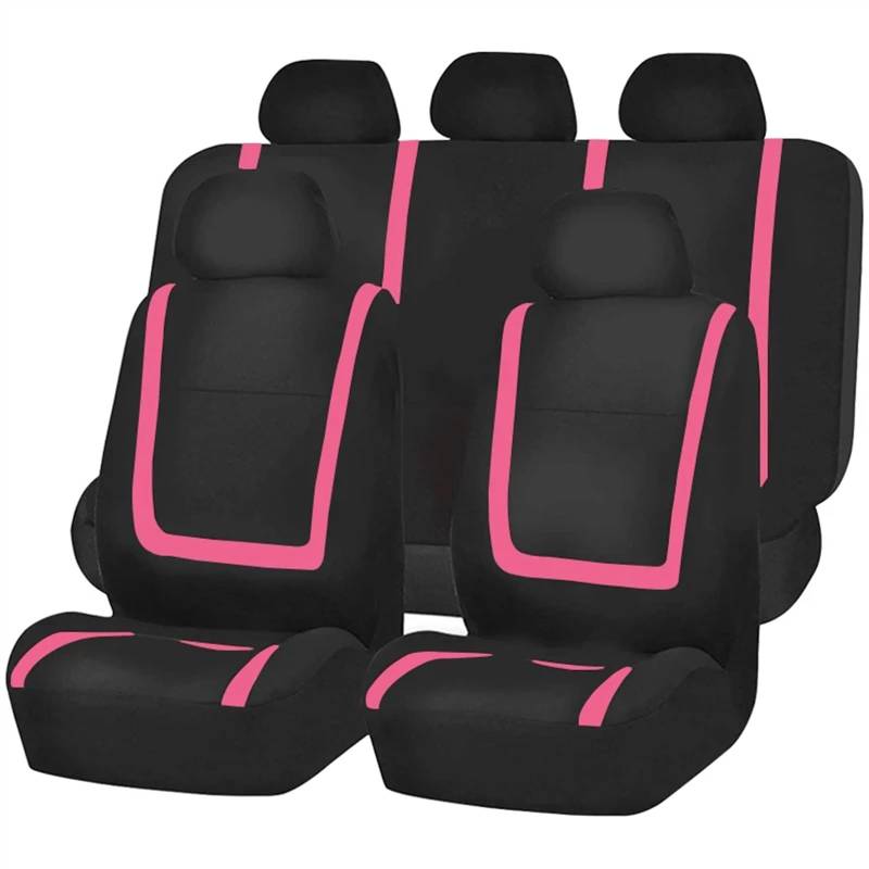 QIUYMGFG Auto-Schonbezüge Autositzschoner Komplettes Set Autositzbezug Stoff Universal Polyester Atmungsaktiv Für Auto LKW Van SUV Autozubehör Innenausstattung(Pink 5 seat) von QIUYMGFG