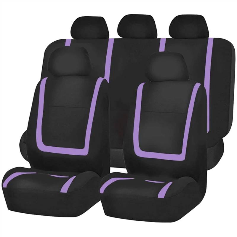 QIUYMGFG Auto-Schonbezüge Autositzschoner Komplettes Set Autositzbezug Stoff Universal Polyester Atmungsaktiv Für Auto LKW Van SUV Autozubehör Innenausstattung(Purple 5 seat) von QIUYMGFG