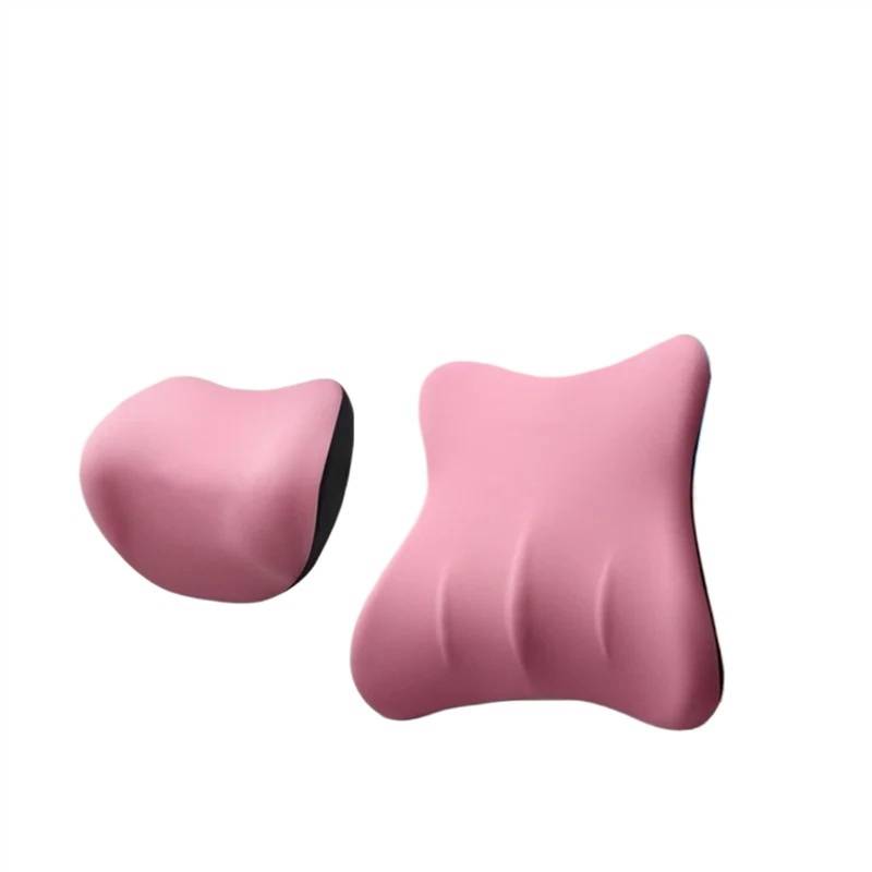 QIUYMGFG Auto-Schonbezüge Autositzschoner Memory Foam-Kopfstütze fürs Auto, Nackenkissen, Auto-Lendenkissen-Set, Taillenstütze, universell für alle Jahreszeiten(Pink) von QIUYMGFG