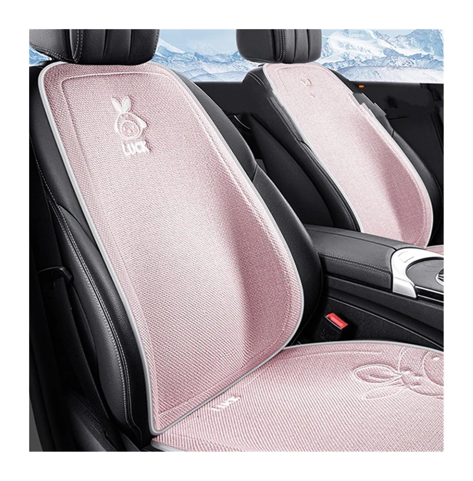 QIUYMGFG Auto-Schonbezüge Autositzschoner Niedliches, mehrteiliges Autokissenset aus atmungsaktivem Stoff mit Kaninchenmotiv(Pink-02) von QIUYMGFG