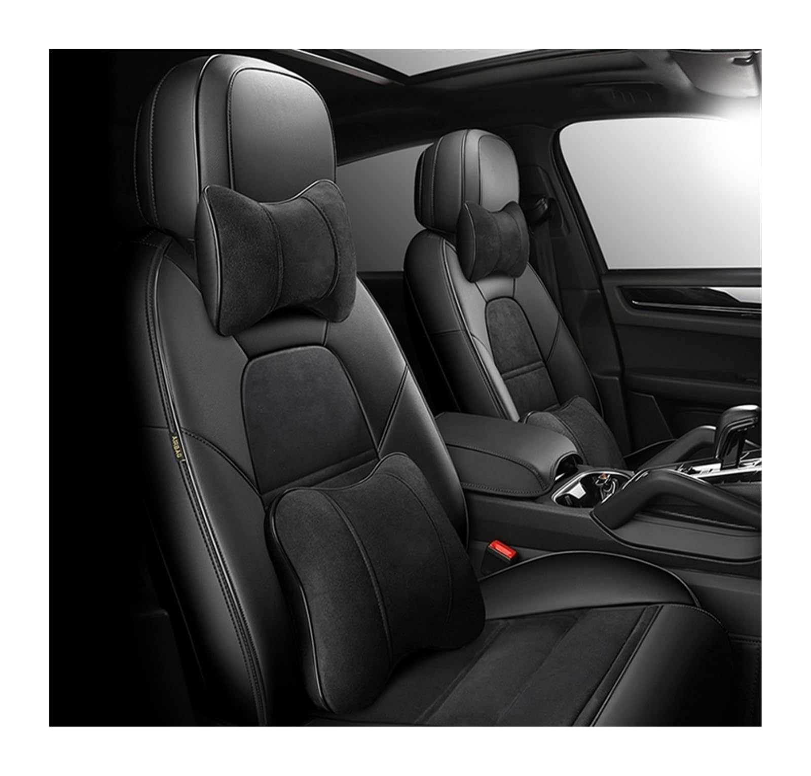 QIUYMGFG Auto-Schonbezüge Autositzschoner Passgenaue kombinierte Autositzbezüge aus Leder für 2-reihige 4-5-Sitzer, komplettes Set, individuell anpassbar für 1000 Automodelle(Luxury Black) von QIUYMGFG