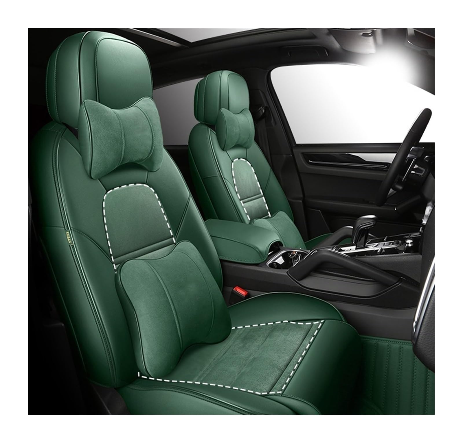 QIUYMGFG Auto-Schonbezüge Autositzschoner Passgenaue kombinierte Autositzbezüge aus Leder für 2-reihige 4-5-Sitzer, komplettes Set, individuell anpassbar für 1000 Automodelle(Luxury Green) von QIUYMGFG