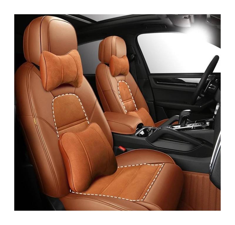 QIUYMGFG Auto-Schonbezüge Autositzschoner Passgenaue kombinierte Autositzbezüge aus Leder für 2-reihige 4-5-Sitzer, komplettes Set, individuell anpassbar für 1000 Automodelle(Luxury Orange) von QIUYMGFG