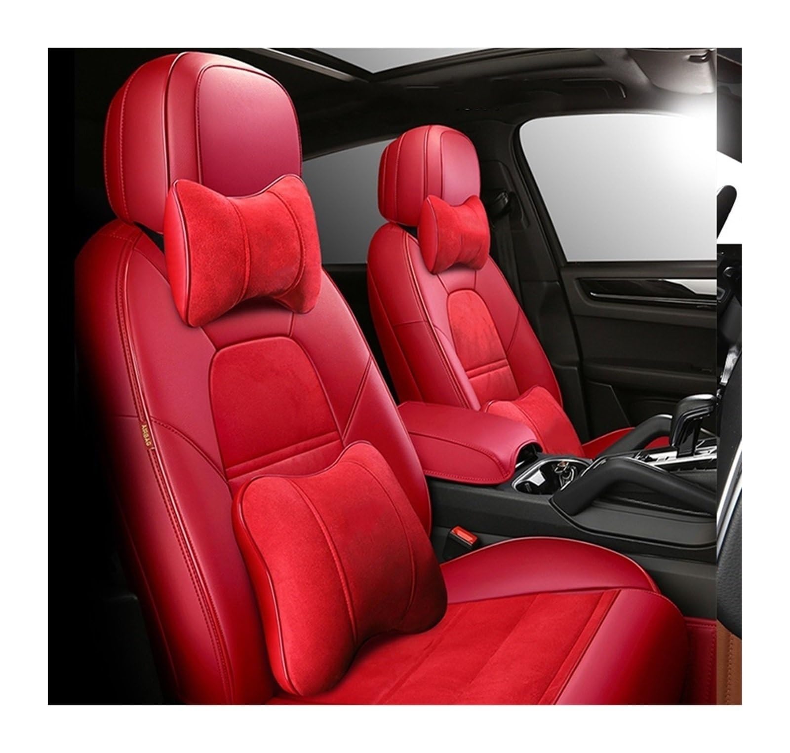 QIUYMGFG Auto-Schonbezüge Autositzschoner Passgenaue kombinierte Autositzbezüge aus Leder für 2-reihige 4-5-Sitzer, komplettes Set, individuell anpassbar für 1000 Automodelle(Luxury red) von QIUYMGFG