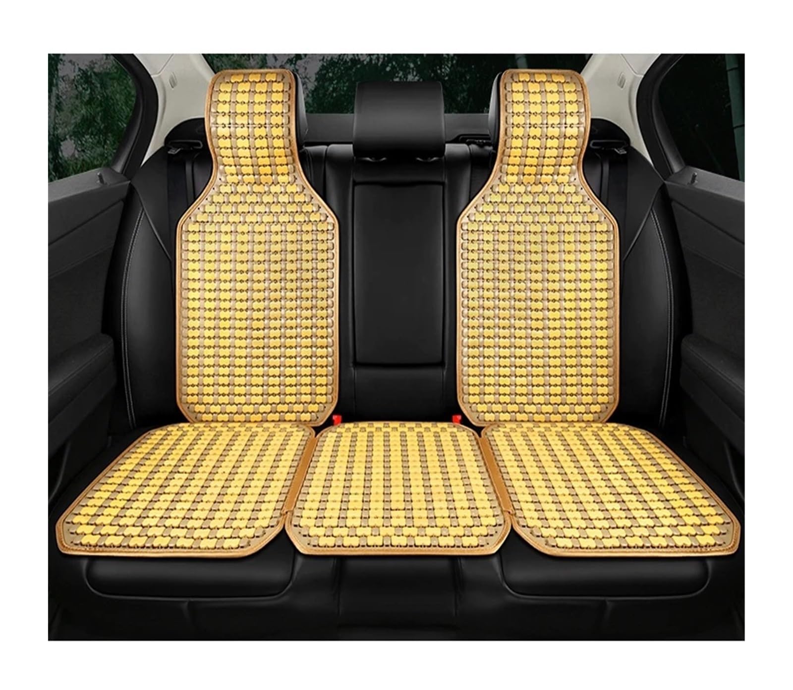 QIUYMGFG Auto-Schonbezüge Autositzschoner Sommer-Bambuskissen, Bequeme und atmungsaktive Sitze aus Bambuslaken, erhältlich in Vier Jahreszeiten, geteiltes Autokissenset(Beige 3 Pcs-01) von QIUYMGFG