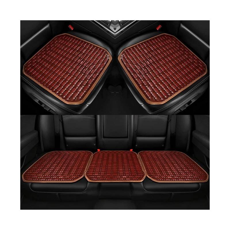 QIUYMGFG Auto-Schonbezüge Autositzschoner Sommer-Bambuskissen, Bequeme und atmungsaktive Sitze aus Bambuslaken, erhältlich in Vier Jahreszeiten, geteiltes Autokissenset(Brown 3 Pcs) von QIUYMGFG