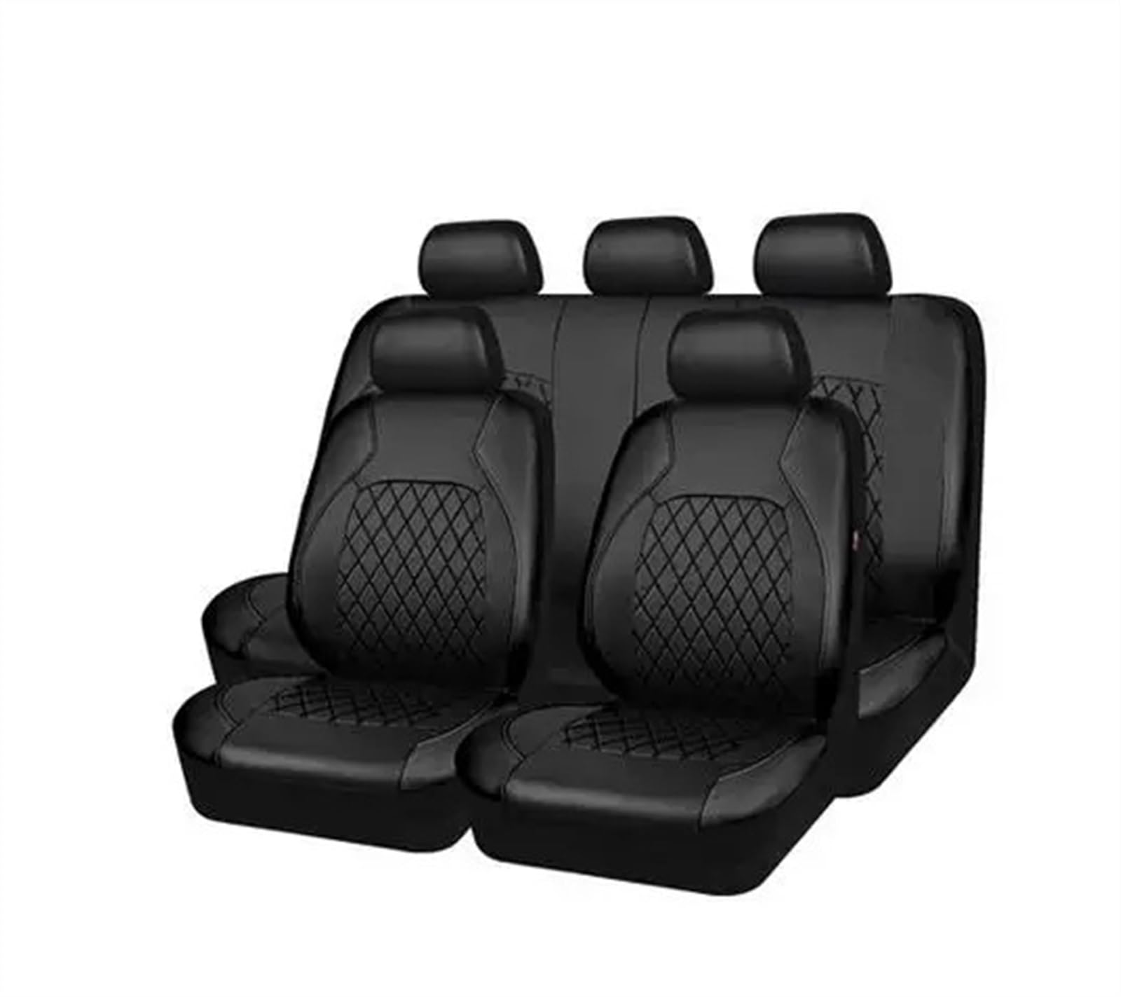 QIUYMGFG Auto-Schonbezüge Autositzschoner Universal Autositzbezug-Set PU-Leder Fahrzeugkissen Vollumrandetes Schutzpolster Passend für Limousine, SUV, Pick-up Truck(Black Full Set) von QIUYMGFG