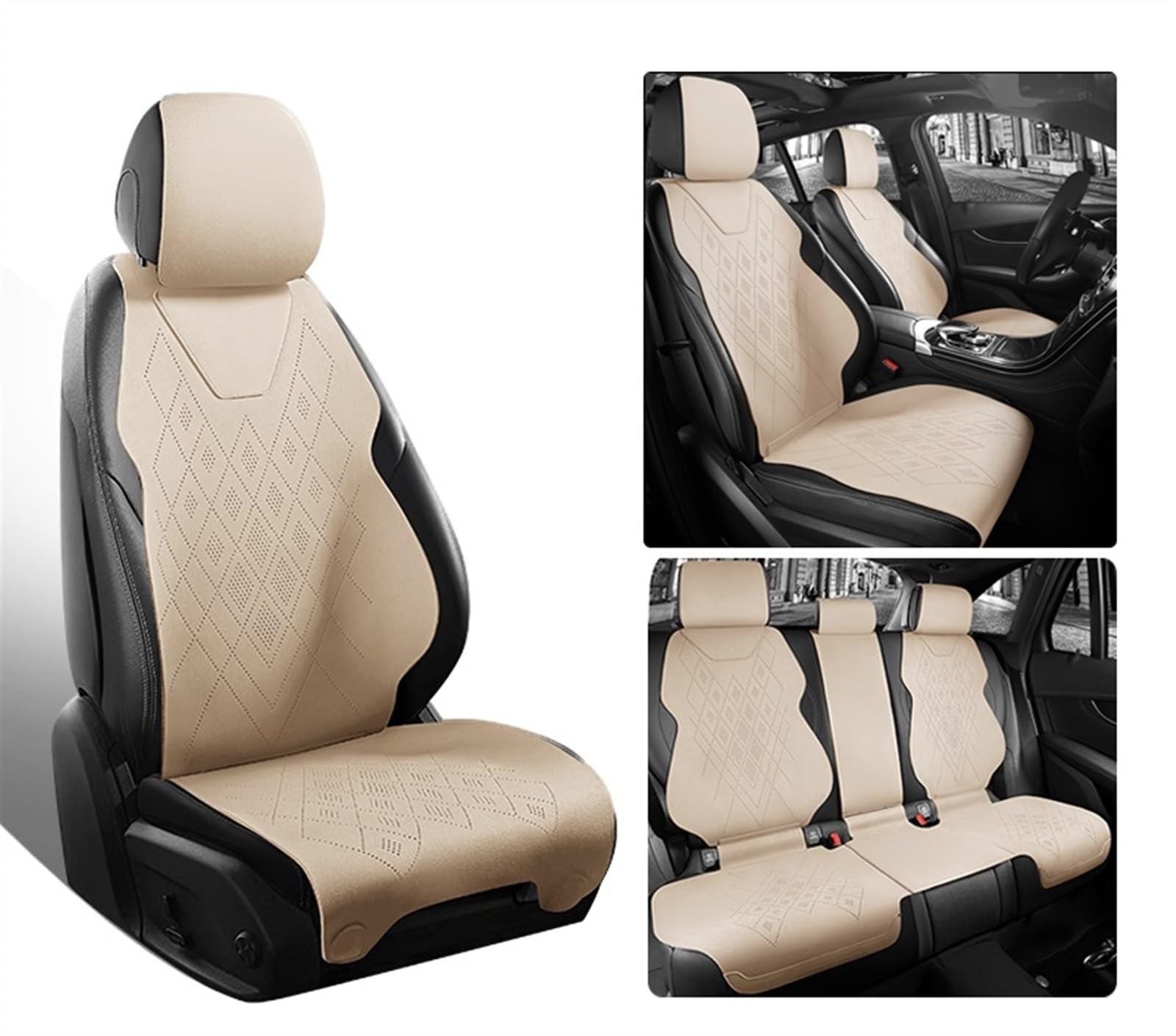 QIUYMGFG Auto-Schonbezüge Autositzschoner Universal Fit Autozubehör Wildleder Sattel Sitzkissen Pad Halb bedeckt für 90% Limousine SUV Wildleder Set Abdeckung 5 Sitze(Standard Color 2) von QIUYMGFG