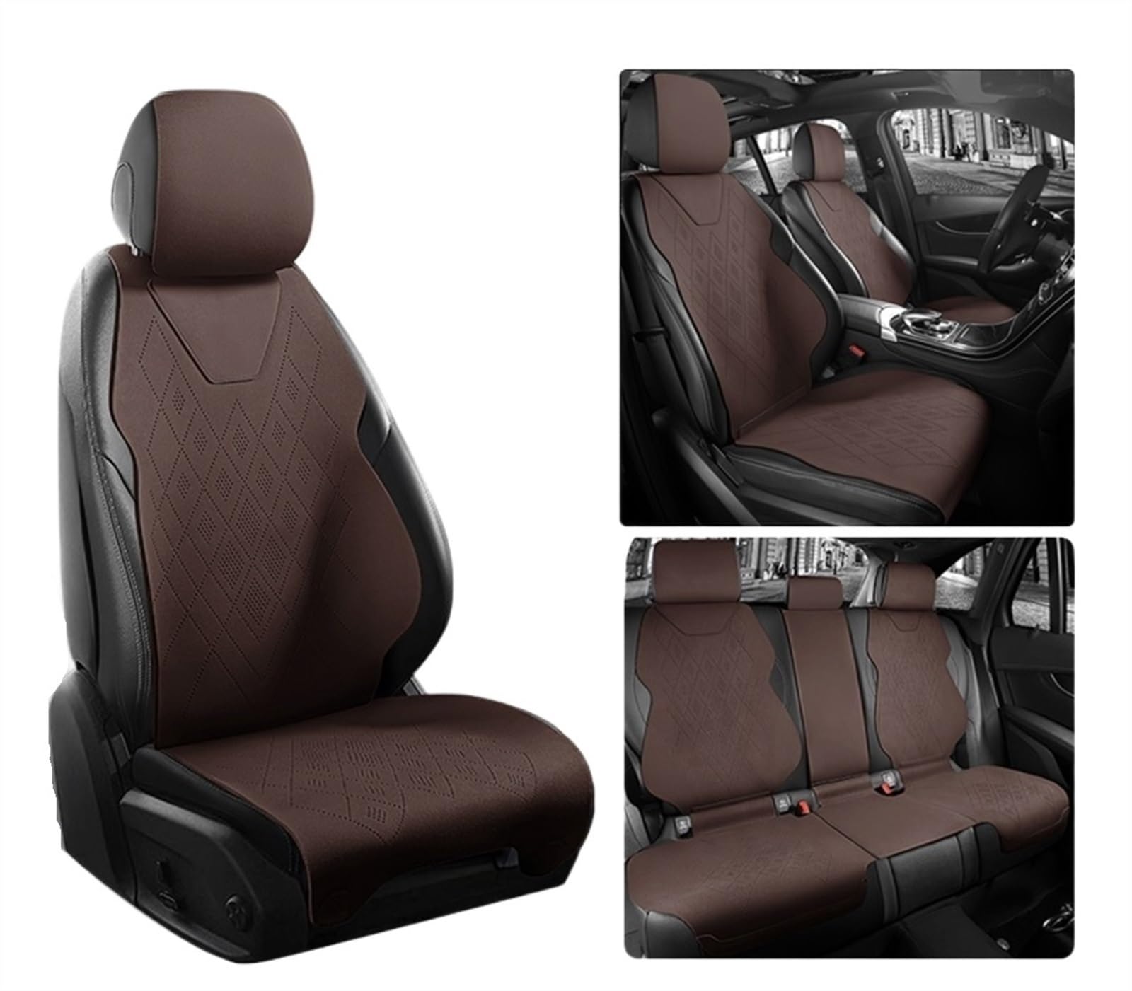 QIUYMGFG Auto-Schonbezüge Autositzschoner Universal Fit Autozubehör Wildleder Sattel Sitzkissen Pad Halb bedeckt für 90% Limousine SUV Wildleder Set Abdeckung 5 Sitze(Standard Color 5) von QIUYMGFG