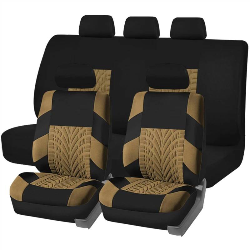 QIUYMGFG Auto-Schonbezüge Autositzschoner Universalgröße Autositzbezüge Komplettset Stoff SUV Limousine Van Autoinnenraumbezug Autozubehör Innenraum(Beige Set) von QIUYMGFG